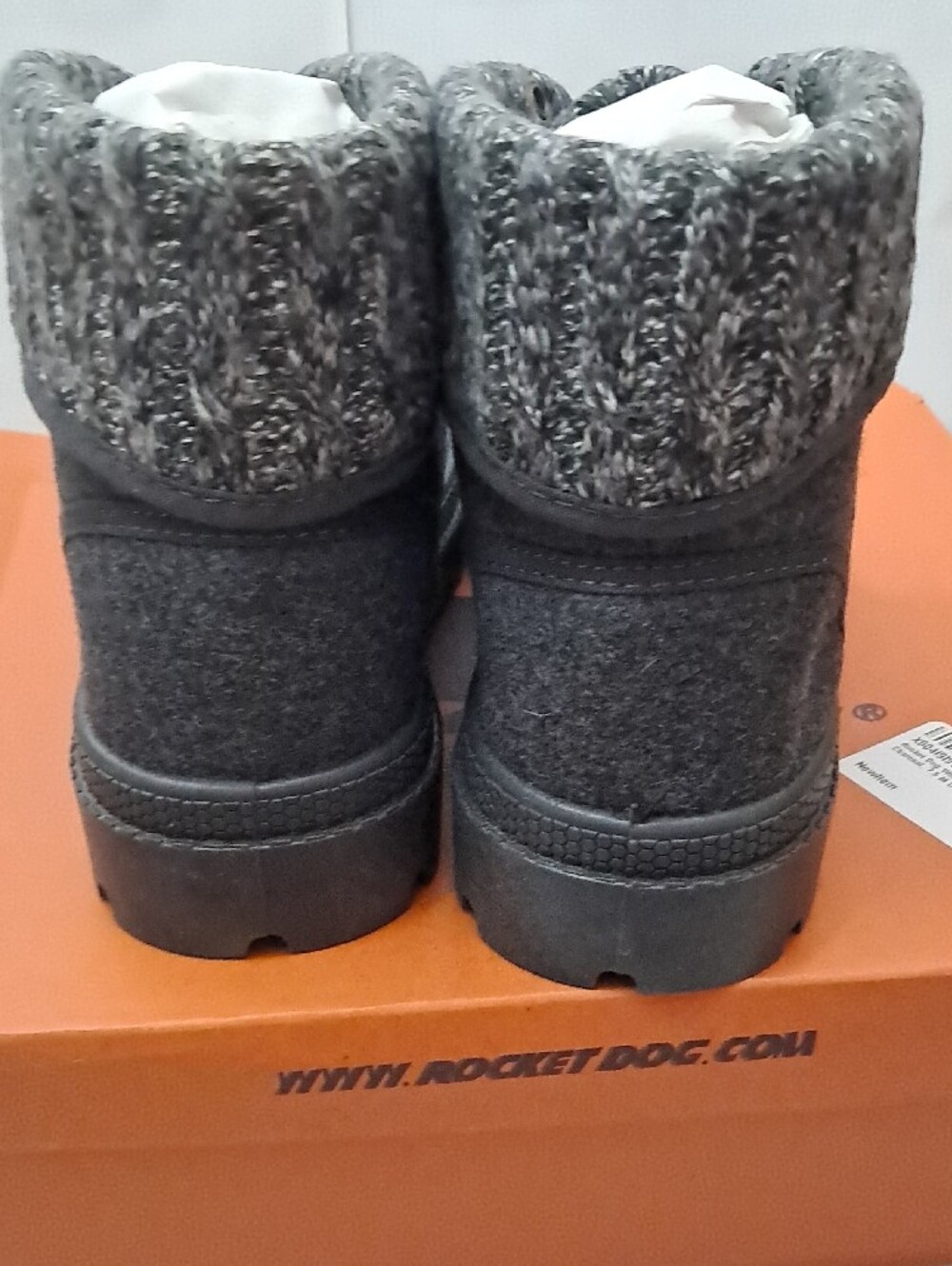 Rocket Dog Women's Size 7.5  Gray Knit-Cuff Lace-Up Ankle Boots - Picture 4 of 10